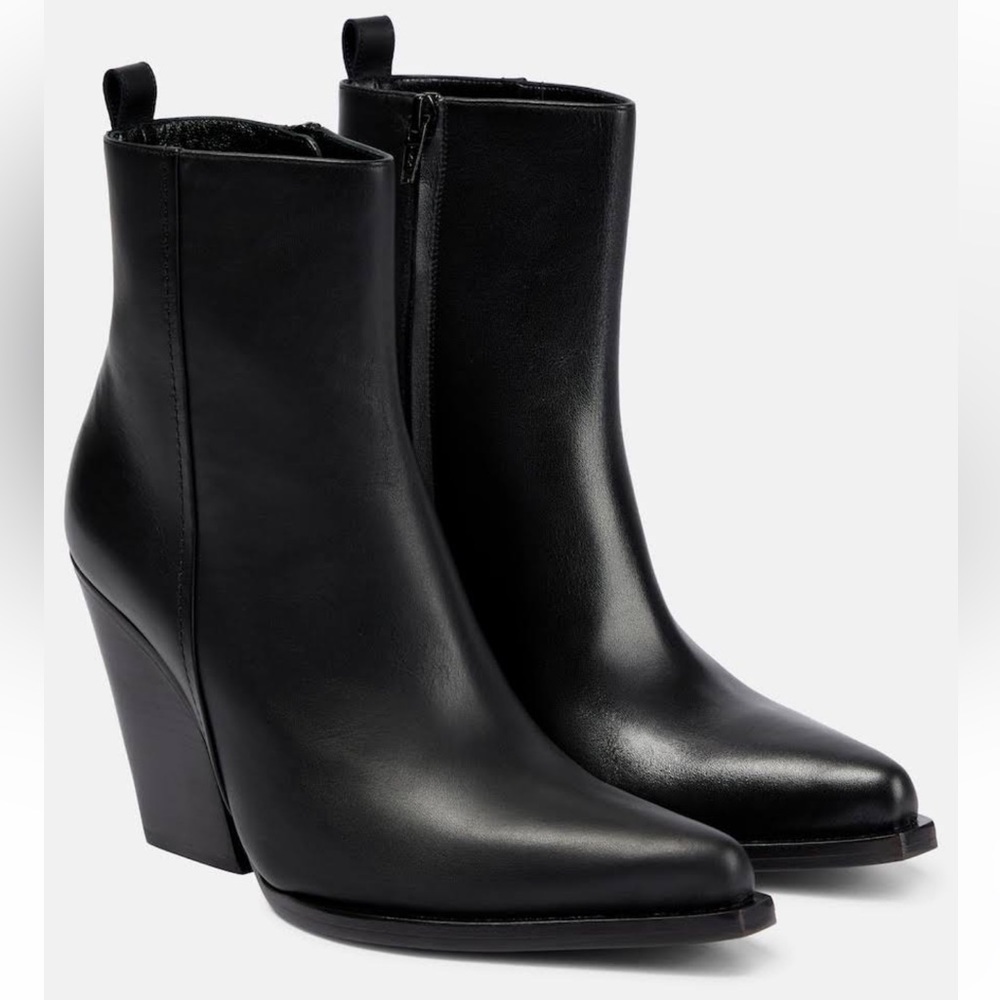 Magda Butrym Black Leather Block Heel Pointed Boots